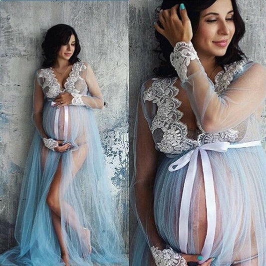 Lace V-Neck Hollow out Maternity Dresses For Photo Shoot Pregnant