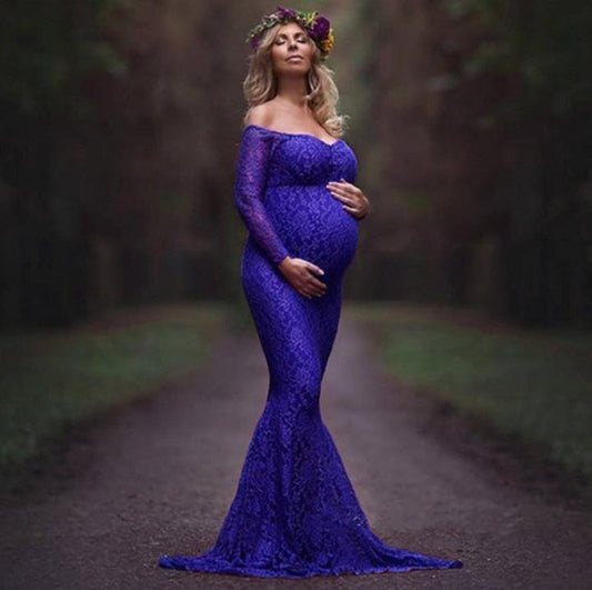 Maternity fitted lace gown wedding bridal show dress photography baby